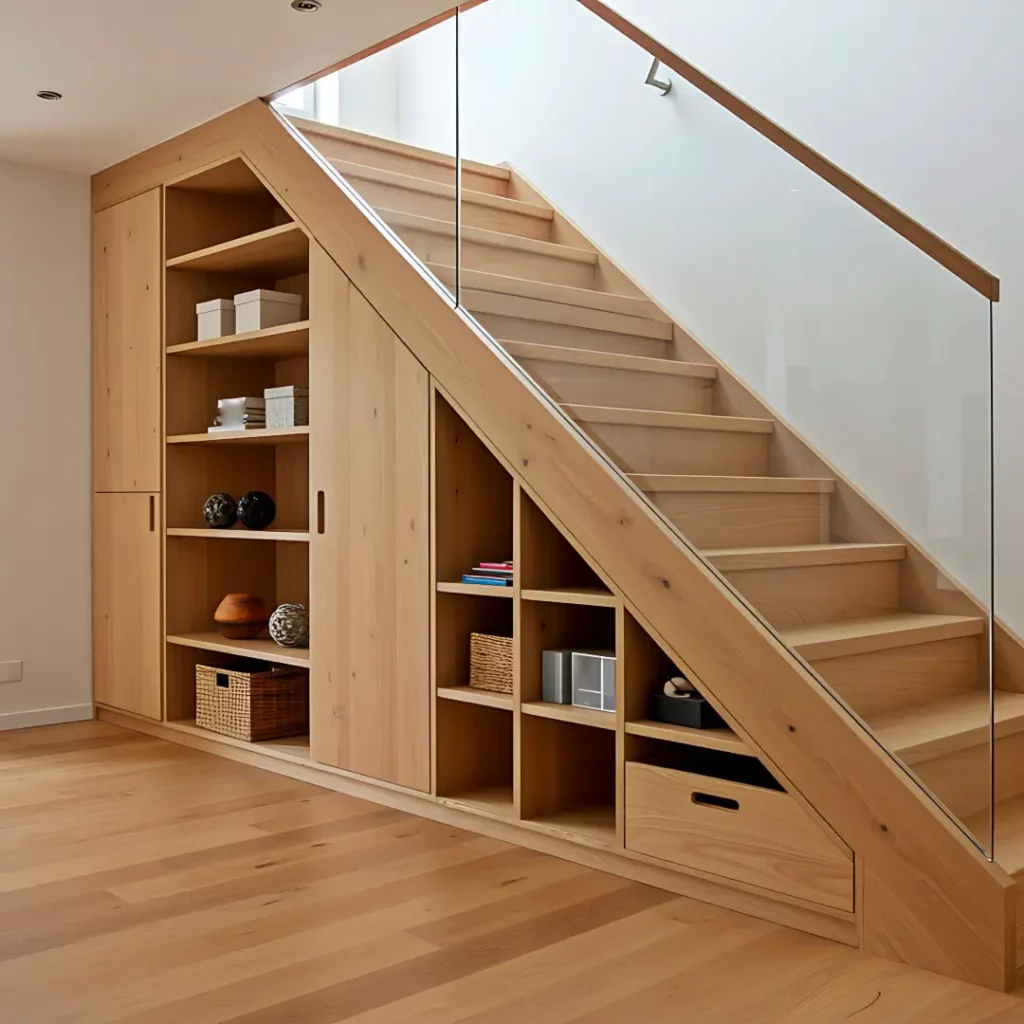 Chemins d'Intérieurs Décoration Rennes : Rangements sous escaliers, aménager un espace de vie multifonction